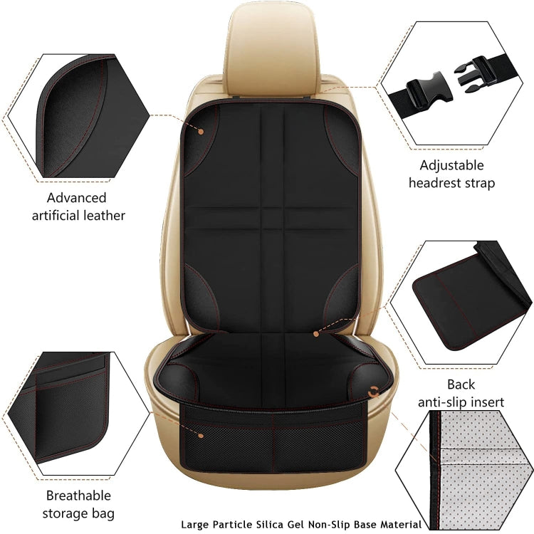 2pcs Child Car Seat Protector Non-Slip Base Material + Waterproof 600D Fabric, Red Line, Black Line