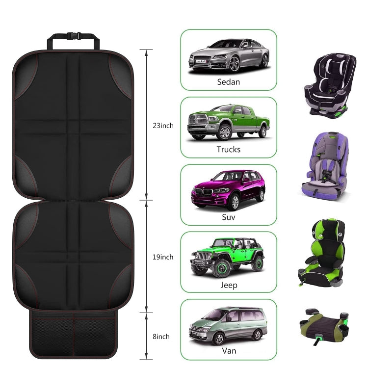 2pcs Child Car Seat Protector Non-Slip Base Material + Waterproof 600D Fabric, Red Line, Black Line