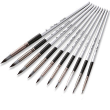 Load image into Gallery viewer, 10 In 1 Nylon Hair Watercolor Paint Brush Set Wooden Handle Round Pointed Acrylic Painting Pens, 10 In 1