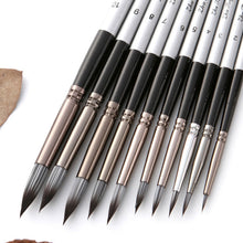 Load image into Gallery viewer, 10 In 1 Nylon Hair Watercolor Paint Brush Set Wooden Handle Round Pointed Acrylic Painting Pens, 10 In 1
