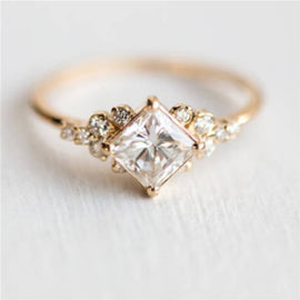 Geometric Square Rings for Women Wedding Rhinestone Finger Rings Charm Jewelry, 10, 6, 8