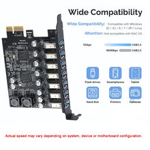 Load image into Gallery viewer, PCE7USB-R05  PCI-E To USB 3.2 GEN1 7-Port 19PIN Expansion Card Super Speed 5Gbps, PCE7USB-R05