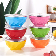 Load image into Gallery viewer, Double-Layer Stainless Steel Bowl With Lid Children Dinner Insulated Rice Bowl, 6pcs /Set 13cm, 6pcs /Set 15cm, 6pcs /Set 17cm