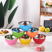 Load image into Gallery viewer, Double-Layer Stainless Steel Bowl With Lid Children Dinner Insulated Rice Bowl, 6pcs /Set 13cm, 6pcs /Set 15cm, 6pcs /Set 17cm