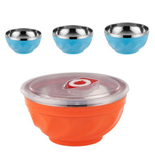 Load image into Gallery viewer, Double-Layer Stainless Steel Bowl With Lid Children Dinner Insulated Rice Bowl, 6pcs /Set 13cm, 6pcs /Set 15cm, 6pcs /Set 17cm