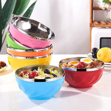 Load image into Gallery viewer, Double-Layer Stainless Steel Bowl With Lid Children Dinner Insulated Rice Bowl, 6pcs /Set 13cm, 6pcs /Set 15cm, 6pcs /Set 17cm