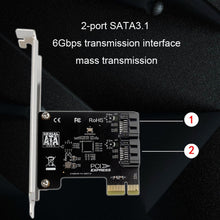 Load image into Gallery viewer, PCIE 2 Port SATA 3.0 Expansion Card 6Gbps Computer Desktop Chassis Conversion Card