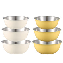 Load image into Gallery viewer, 304 Stainless Steel Food Grade Dishes Bowl Kitchen Baking Stirring Bowl Vegetables Sandwood Basin, 19cm (Yellow), 22cm (Yellow), 24cm (Yellow), 19cm (White), 22cm (White), 24cm (White)