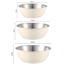 Load image into Gallery viewer, 304 Stainless Steel Food Grade Dishes Bowl Kitchen Baking Stirring Bowl Vegetables Sandwood Basin, 19cm (Yellow), 22cm (Yellow), 24cm (Yellow), 19cm (White), 22cm (White), 24cm (White)