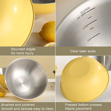 Load image into Gallery viewer, 304 Stainless Steel Food Grade Dishes Bowl Kitchen Baking Stirring Bowl Vegetables Sandwood Basin, 19cm (Yellow), 22cm (Yellow), 24cm (Yellow), 19cm (White), 22cm (White), 24cm (White)