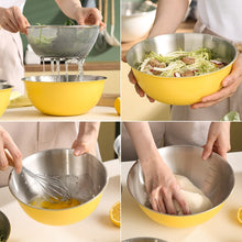 Load image into Gallery viewer, 304 Stainless Steel Food Grade Dishes Bowl Kitchen Baking Stirring Bowl Vegetables Sandwood Basin, 19cm (Yellow), 22cm (Yellow), 24cm (Yellow), 19cm (White), 22cm (White), 24cm (White)