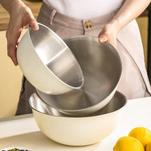 Load image into Gallery viewer, 304 Stainless Steel Food Grade Dishes Bowl Kitchen Baking Stirring Bowl Vegetables Sandwood Basin, 19cm (Yellow), 22cm (Yellow), 24cm (Yellow), 19cm (White), 22cm (White), 24cm (White)