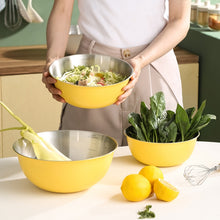 Load image into Gallery viewer, 304 Stainless Steel Food Grade Dishes Bowl Kitchen Baking Stirring Bowl Vegetables Sandwood Basin, 19cm (Yellow), 22cm (Yellow), 24cm (Yellow), 19cm (White), 22cm (White), 24cm (White)