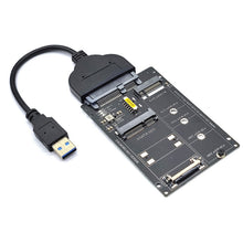 Load image into Gallery viewer, SATA 22PIN To MSATA Or M.2 NGFF SATA Card 2 In 1 SSD Converter Card, Only Card, With SATA 22pin Cable, With USB 3.0 Cable