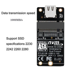 Load image into Gallery viewer, M.2 NVME Hard Disk Box Transfer Card RTL9210B Chip Type-C / USB-C USB3.1 Gen2 10Gbps