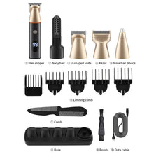 Load image into Gallery viewer, 5 In 1 Haircut Digital Display Water Washing Shaver Nose Hair Electric Push Shear Set, LK-881 5 In 1 (Gold), LK-881 5 In 1 (Silver)