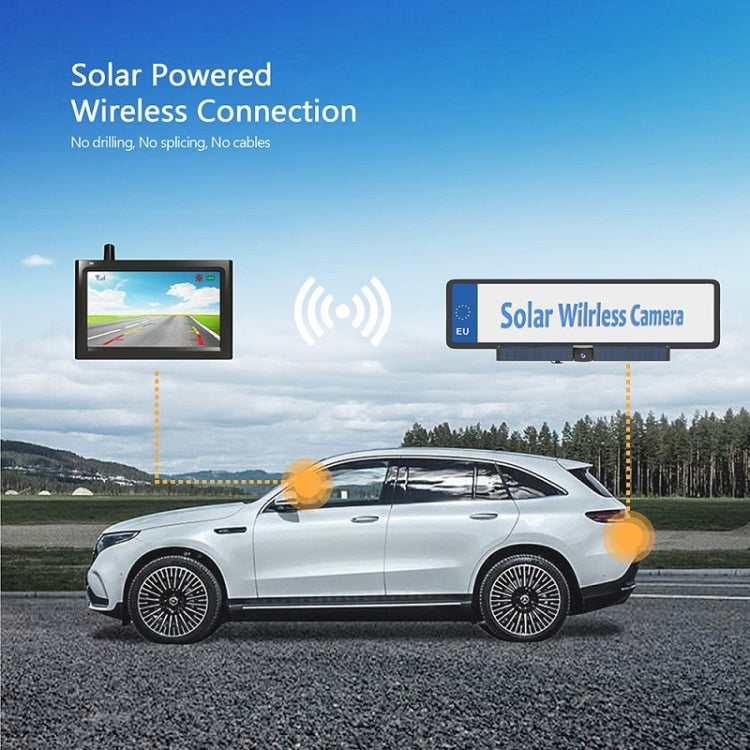 Solar Powered Rear View System Reversing Wireless Transmission Car Camera Display, RC01