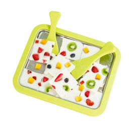 Mini Household Fried Yogurt Machine Children Homemade DIY Fried Ice Tray, Stainless Steel Green 26x21cm, Stainless Steel White 26x21cm, Stainless Steel Pink 22.5x17.5cm, Stainless Steel White 22.5x17.5cm, Aluminum Alloy White 22.5x17.5cm               ...