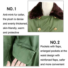 Load image into Gallery viewer, Long Civil Disaster Relief Cotton Coat Windproof Lengthened Cold-proof Fleece Thickened Cotton Coat, Green, Green (Demolished), Black, Black (Disassembly), 80/20 Polyester Card