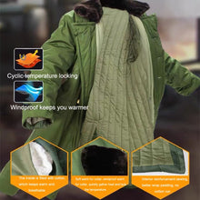 Load image into Gallery viewer, Long Civil Disaster Relief Cotton Coat Windproof Lengthened Cold-proof Fleece Thickened Cotton Coat, Green, Green (Demolished), Black, Black (Disassembly), 80/20 Polyester Card