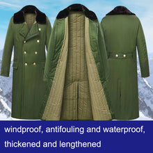 Load image into Gallery viewer, Long Civil Disaster Relief Cotton Coat Windproof Lengthened Cold-proof Fleece Thickened Cotton Coat, Green, Green (Demolished), Black, Black (Disassembly), 80/20 Polyester Card