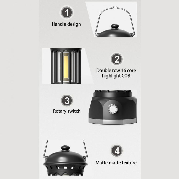 Battery Model COB Portable Outdoor Camping Lamp Atmosphere Tent Lamp Retro Lamp, Battery Small Green, Battery Small Black, Battery Small Beige, Battery Small Red, Battery Large Beige, Battery Large Black, Battery Large Green, Battery Large Red