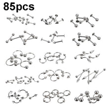 Load image into Gallery viewer, 85pcs Piercing Jewelry Stainless Steel Lip Studs Eyebrow Studs Nose Studs