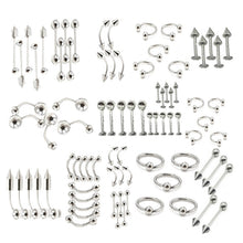 Load image into Gallery viewer, 85pcs Piercing Jewelry Stainless Steel Lip Studs Eyebrow Studs Nose Studs