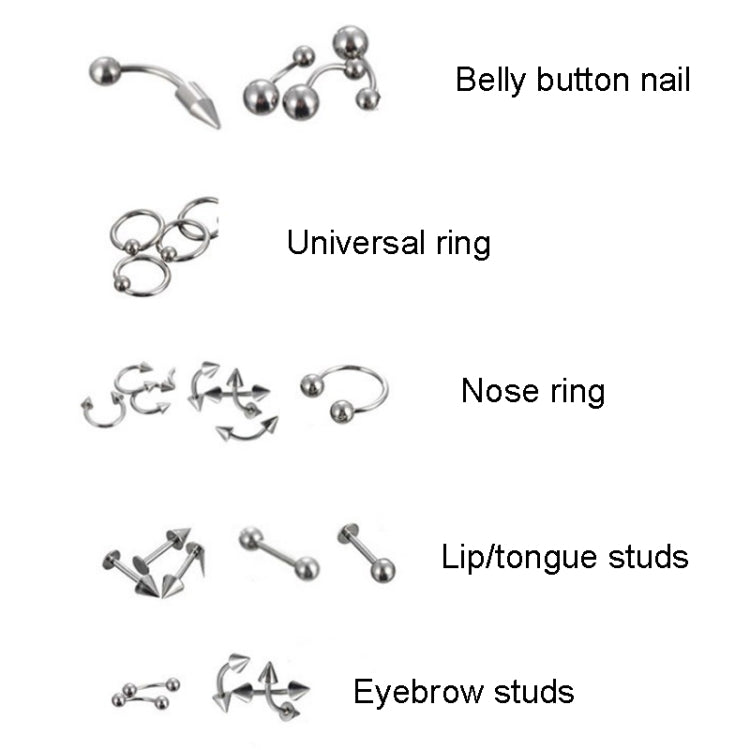 85pcs Piercing Jewelry Stainless Steel Lip Studs Eyebrow Studs Nose Studs
