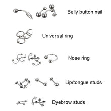 Load image into Gallery viewer, 85pcs Piercing Jewelry Stainless Steel Lip Studs Eyebrow Studs Nose Studs