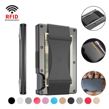 Load image into Gallery viewer, Credit Card Holder Wallets RFID Blocking Slim Metal Card Clip, Black, Grey, Royal Blue, Army Green, Dark Green, Coffee, Fluorescent Green, Carbon Fiber Pattern, Real Carbon Fiber (Light), Real Carbon Fiber (Matte), Red, Blue, Orange, Rainbow           ...