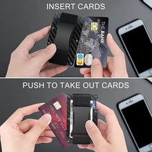 Load image into Gallery viewer, Credit Card Holder Wallets RFID Blocking Slim Metal Card Clip, Black, Grey, Royal Blue, Army Green, Dark Green, Coffee, Fluorescent Green, Carbon Fiber Pattern, Real Carbon Fiber (Light), Real Carbon Fiber (Matte), Red, Blue, Orange, Rainbow           ...