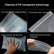 Load image into Gallery viewer, 100pcs  Perforated Ziplock Bag Thickened Transparent Packaging Bag Plastic Sealed Bag, 8 x 18cm 12 Silk  Lower Hole, 8 x 18cm 12 Silk No Hole, 8 x 18cm 10 Silk No Hole, 9 x 13cm 10 Silk Lower Hole, 9 x 13cm 10 Silk No Hole, 12 x 18cm 10 Silk Lower Hole...