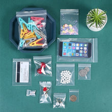 Load image into Gallery viewer, 100pcs  Perforated Ziplock Bag Thickened Transparent Packaging Bag Plastic Sealed Bag, 8 x 18cm 12 Silk  Lower Hole, 8 x 18cm 12 Silk No Hole, 8 x 18cm 10 Silk No Hole, 9 x 13cm 10 Silk Lower Hole, 9 x 13cm 10 Silk No Hole, 12 x 18cm 10 Silk Lower Hole...