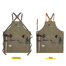 Load image into Gallery viewer, Carpentry Electrician Garden Heavy Canvas Workwear Apron, Black Gray, Black, Army Green, Khaki, Blue, Camel, Belt Black Gray, Belt Black, Belt Army Green, Belt Khaki, Belt Blue, Belt Camel