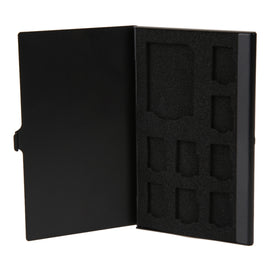 1SD+ 8TF  Aluminum TF Cards Holder Pin Storage Box 9 solts for SD/ SIM/TF Memory Card, Black, Silver