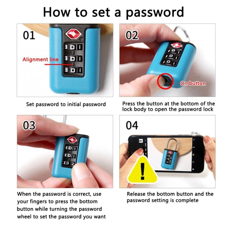 TSA Customs Code Lock Travel Luggage Lock Mini Contrast Color Design Combination Padlock