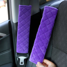 Load image into Gallery viewer, Car Seat Belt Protector Soft Extended Shoulder Pads, Black Ice Silk, Black Plush, Black Square, Purple Square, Rose Red Square, Beige Square, Milky White Plush, Grey