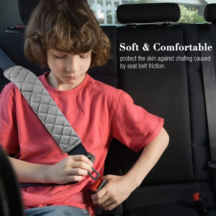 Car Seat Belt Protector Soft Extended Shoulder Pads, Black Ice Silk, Black Plush, Black Square, Purple Square, Rose Red Square, Beige Square, Milky White Plush, Grey