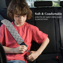 Load image into Gallery viewer, Car Seat Belt Protector Soft Extended Shoulder Pads, Black Ice Silk, Black Plush, Black Square, Purple Square, Rose Red Square, Beige Square, Milky White Plush, Grey