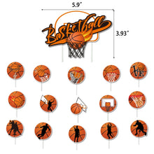 Load image into Gallery viewer, Basketball Theme Party Set Flag + Balloon + Cake Insert Set