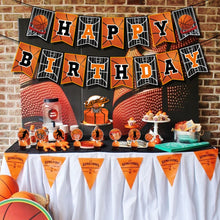Load image into Gallery viewer, Basketball Theme Party Set Flag + Balloon + Cake Insert Set