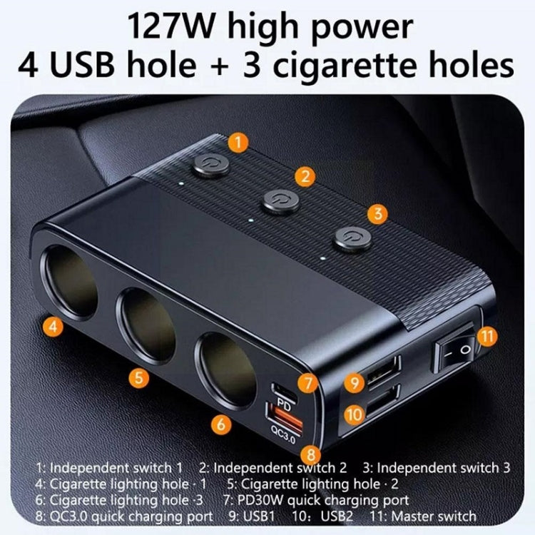 Car Cigarette Lighter USB3.0/PD Interface 127W Car Charger