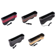 Load image into Gallery viewer, Car Central Control Seat Gap Storage Box with Dual USB Ambient Lights, Suede Wine Red Principal Driver, Suede Wine Red Co-pilot, Suede Coffee Principal Driver, Suede Coffee Co-pilot, Suede Black Principal Driver, Suede Black Co-pilot                   ...