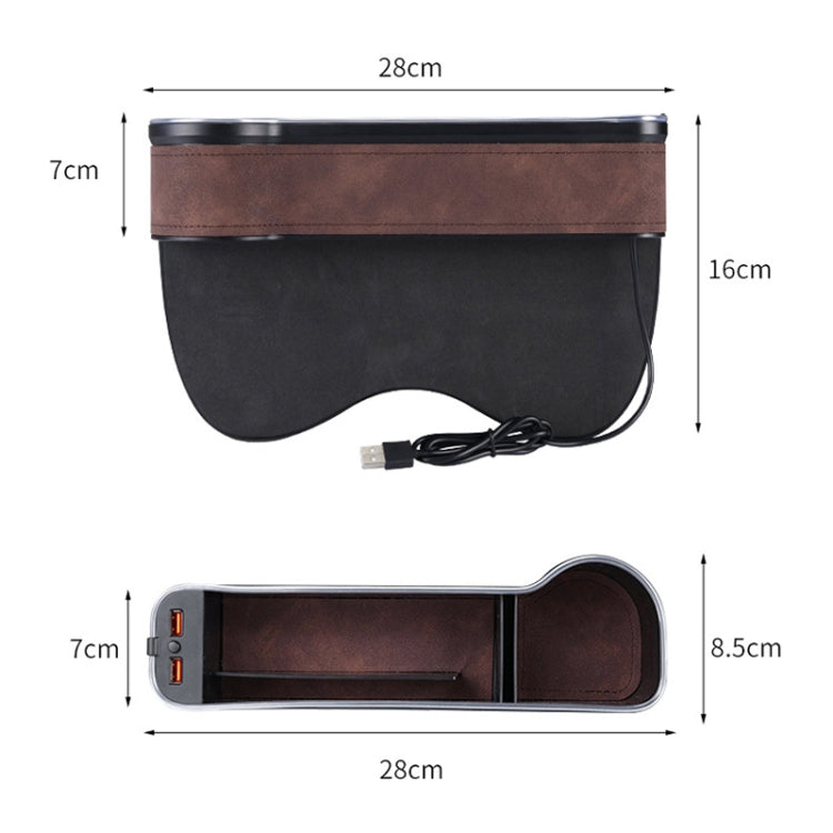 Car Central Control Seat Gap Storage Box with Dual USB Ambient Lights, Suede Wine Red Principal Driver, Suede Wine Red Co-pilot, Suede Coffee Principal Driver, Suede Coffee Co-pilot, Suede Black Principal Driver, Suede Black Co-pilot                   ...