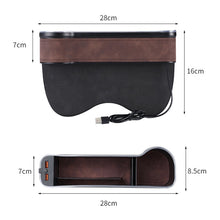 Load image into Gallery viewer, Car Central Control Seat Gap Storage Box with Dual USB Ambient Lights, Suede Wine Red Principal Driver, Suede Wine Red Co-pilot, Suede Coffee Principal Driver, Suede Coffee Co-pilot, Suede Black Principal Driver, Suede Black Co-pilot                   ...