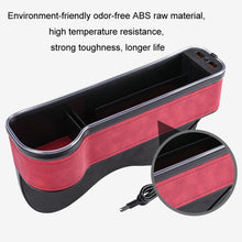 Load image into Gallery viewer, Car Central Control Seat Gap Storage Box with Dual USB Ambient Lights, Suede Wine Red Principal Driver, Suede Wine Red Co-pilot, Suede Coffee Principal Driver, Suede Coffee Co-pilot, Suede Black Principal Driver, Suede Black Co-pilot                   ...