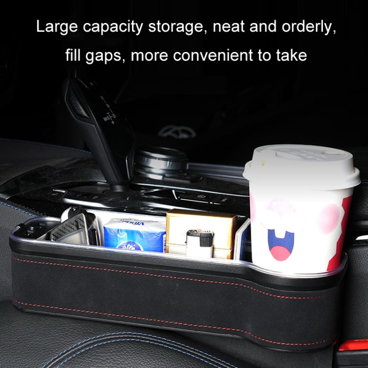Car Central Control Seat Gap Storage Box with Dual USB Ambient Lights, Suede Wine Red Principal Driver, Suede Wine Red Co-pilot, Suede Coffee Principal Driver, Suede Coffee Co-pilot, Suede Black Principal Driver, Suede Black Co-pilot                   ...