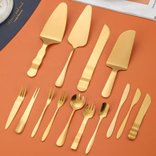 Load image into Gallery viewer, Stainless Steel Cake Moon Cake Knife Fork Dessert Cake Baking Tools, 14pcs/set Gold