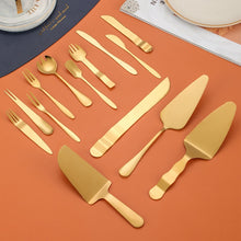 Load image into Gallery viewer, Stainless Steel Cake Moon Cake Knife Fork Dessert Cake Baking Tools, 14pcs/set Gold